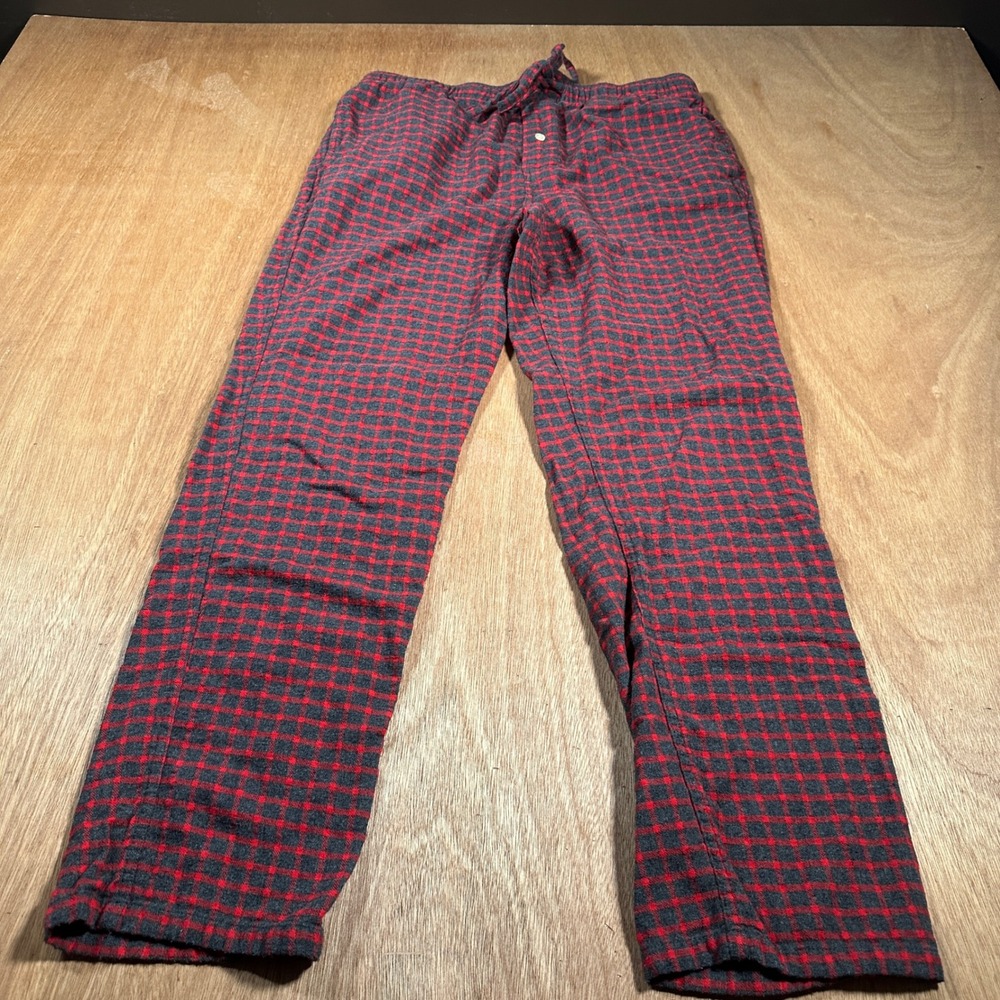 J.Crew Pajama Pants Mens Medium Red Grey Plaid Flannel Loungewear Sleepwear